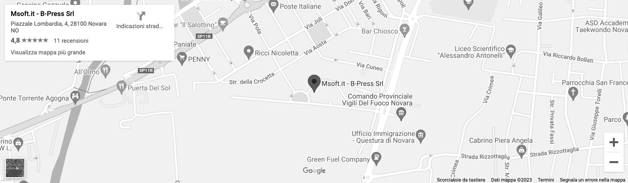 Msoft.it - Piazzale Lombardia 4, Novara - Mappa