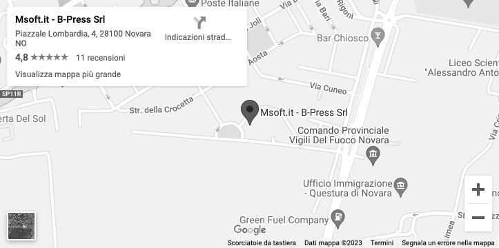 Msoft.it - Piazzale Lombardia 4, Novara - Mappa tablet